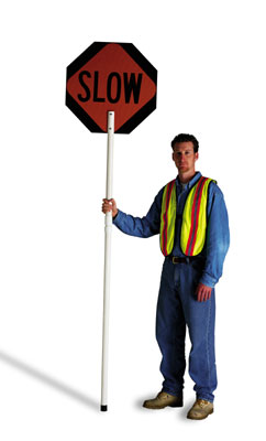 Stop/Slow Paddle - 6 ft Telescoping - 24" Sign